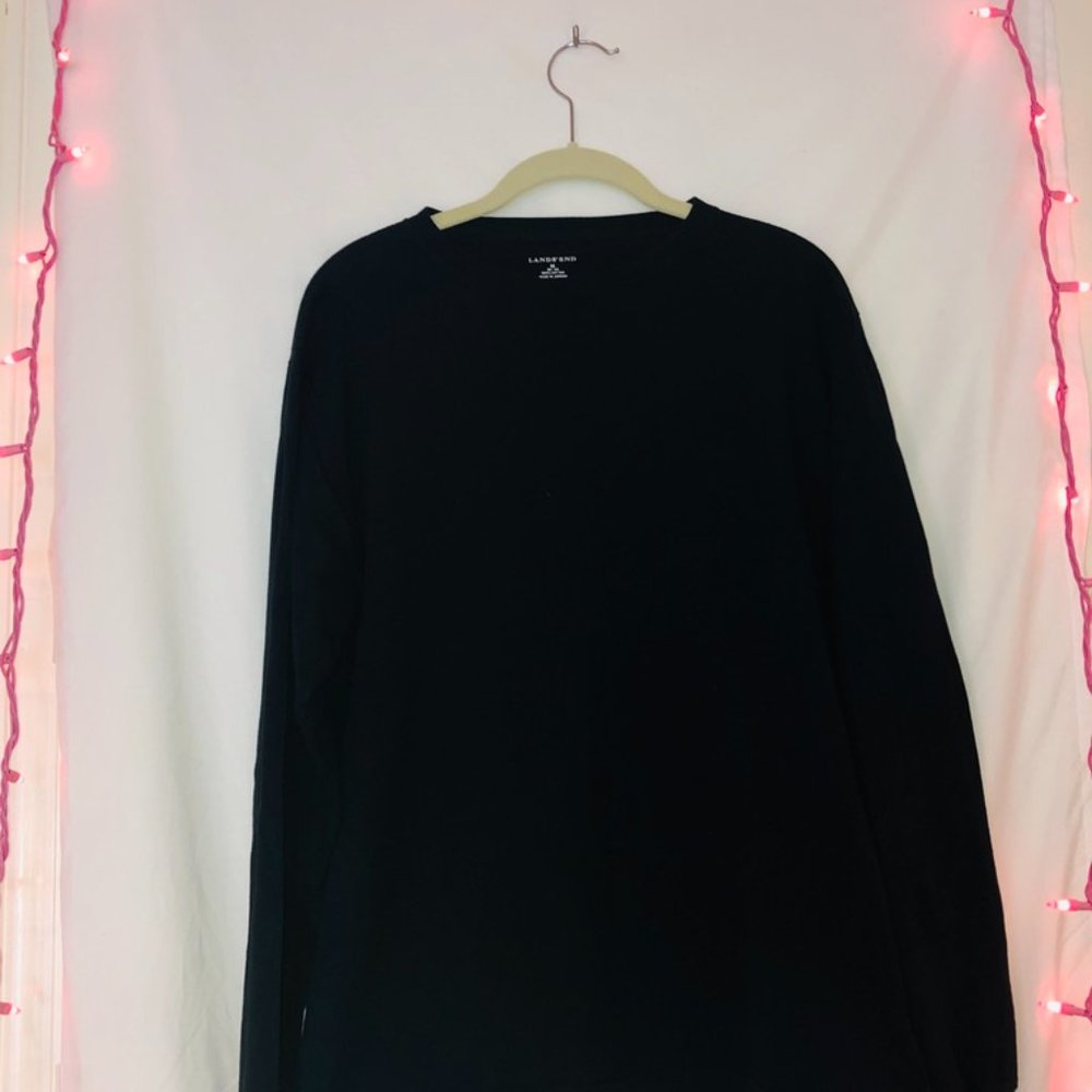 Men's Black Lands End Long Sleeve Tee